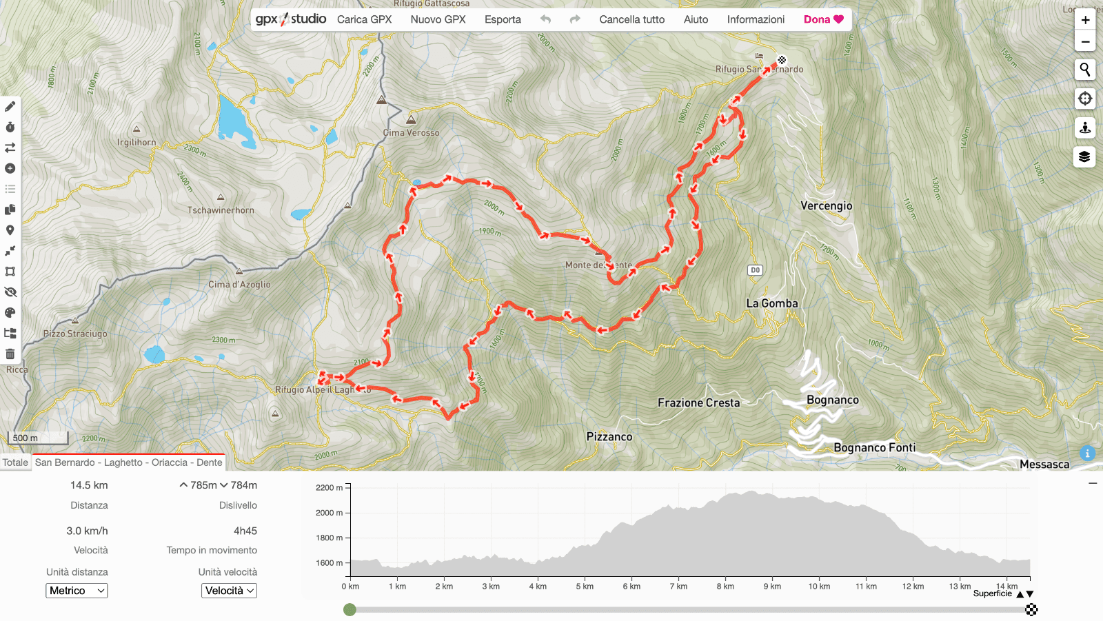 Antreprima percorso 15 Rifugio San Bernardo – Rifugio Alpe Laghetto – Lago di Oriaccia – Dente – Rifugio San Bernardo