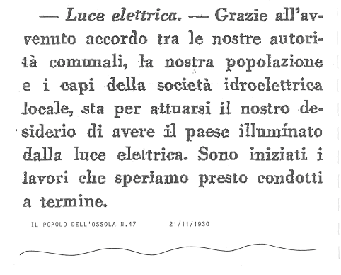 anni trenta luce elettrica nelle case in montagna bognanco