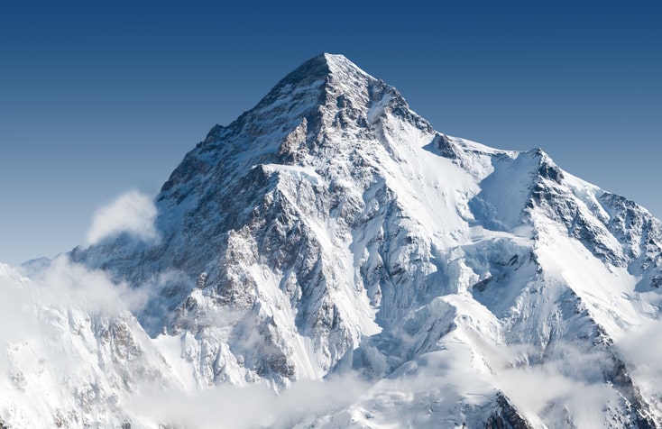 cima innevata del k2 catena montuosa karakorum